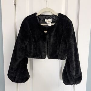 Rare Editions Black Faux Fur Kids Coat Shrug